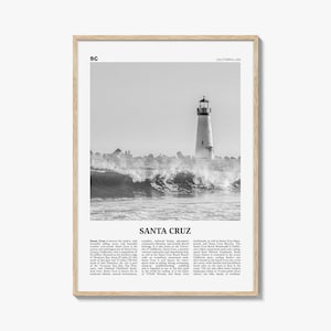 Santa Cruz Print Black and White No 3, Santa Cruz Wall Art, Santa Cruz Poster, Santa Cruz Photo, California, USA, United States