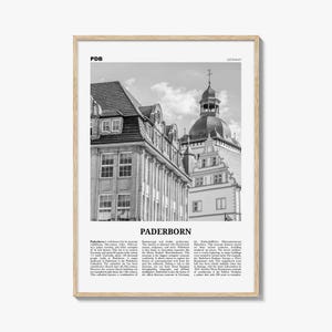 Paderborn Print Black and White, Paderborn Wall Art, Paderborn Poster, Paderborn Photo, Paderborn Wall Décor, Paderborn Map, Germany