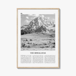 The Himalayas Print Black and White, Himalayas Wall Art, Himalayas Poster, Himalayas Photo, Himalayas Map, Asia