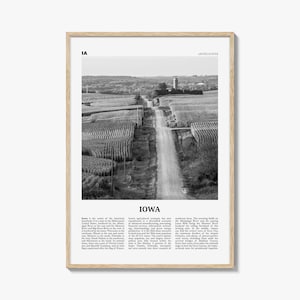 Iowa Print Black and White No 1, Iowa Wall Art, Iowa Poster, Iowa Photo, Iowa Wall Décor, Iowa Map, United States