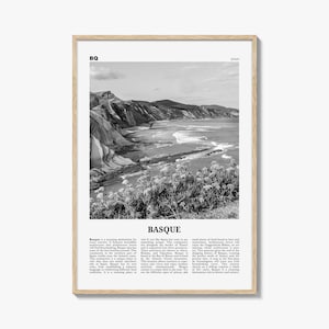 Basque Country Print Black and White, Basque Wall Art, Basque Poster, Basque Photo, Basque Wall Décor, Basque Map, Spain
