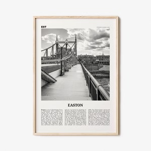 Easton Print Black and White, Easton Wall Art, Easton Poster, Easton Photo, Easton Wall Décor, Easton Map, Pennsylvania, USA