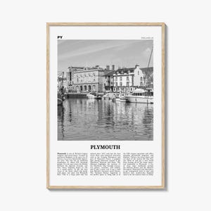 Plymouth Print Black and White, Plymouth Wall Art, Plymouth Poster, Plymouth Photo, Plymouth Wall Décor, England, UK, United Kingdom