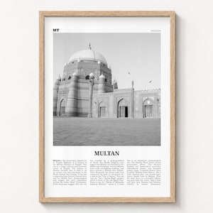 Multan Poster Print, Black and White Shah Rukn-e-Alam Wall Art, Pakistan