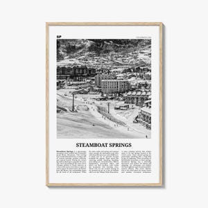Steamboat Springs Poster Print Black and White, Colorado Travel Wall Art, Ski Resort Decor