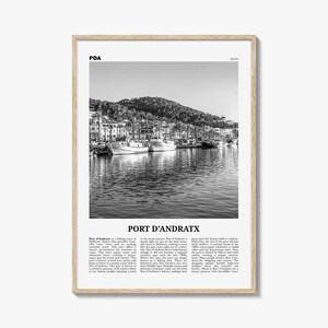 Port d'Andratx Poster Schwarz und Weiß, Port d'Andratx Wandkunst, Andratx Poster, Port d'Andratx Foto, Port d'Andratx Wanddekor, Spanien