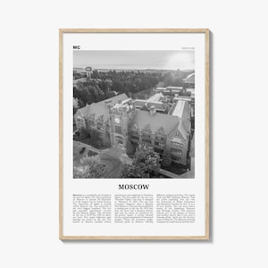 Moscow Print Black and White Idaho, Moscow Wall Art, Moscow Poster, Moscow Photo, Moscow Wall Décor, Moscow Map, USA, United States