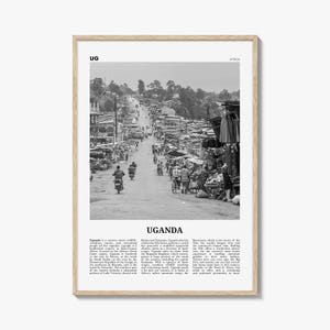 Uganda Poster Print Black and White, East Africa Travel Wall Art, Cultural Decor