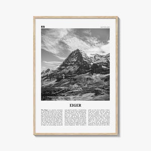 Eiger Print schwarz weiß, Eiger Wand Kunst, Eiger Poster, Eiger Foto, Eiger Wand Dekoration, Eiger Karte, Schweiz