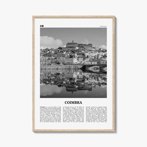 Coimbra Print Black and White, Coimbra Wall Art, Coimbra Poster, Coimbra Photo, Coimbra Wall Décor, Coimbra Map, Portugal