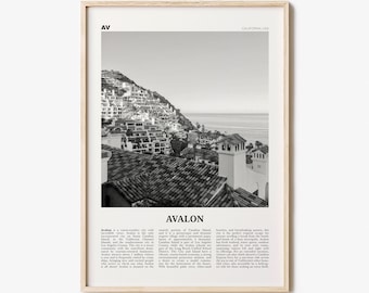 Avalon Print Black and White, Avalon Wall Art, Avalon Poster, Avalon Photo, Santa Catalina, California, USA, United States, North America