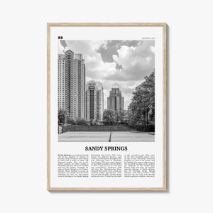 Impression Sandy Springs noir et blanc, art mural Sandy Springs, affiche Sandy Springs, photo Sandy Springs, carte Sandy Springs, Géorgie, États-Unis