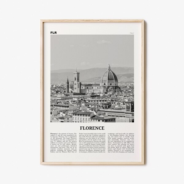 Florence Print Black and White No 1, Florence Wall Art, Florence Poster, Florence Photo, Florence Decor, Italy, Firenze, Tuscany, Italia