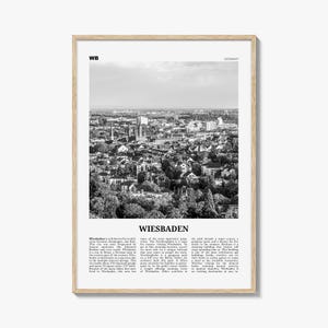 Impresión en blanco y negro de Wiesbaden, arte mural de Wiesbaden, póster de Wiesbaden, foto de Wiesbaden, decoración de pared de Wiesbaden, mapa de Wiesbaden, Alemania