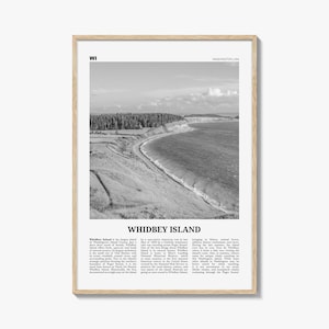 Whidbey Island print zwart-wit, Whidbey Island kunst aan de muur, Whidbey Island poster, Whidbey Island foto, Whidbey Island kaart, Washington