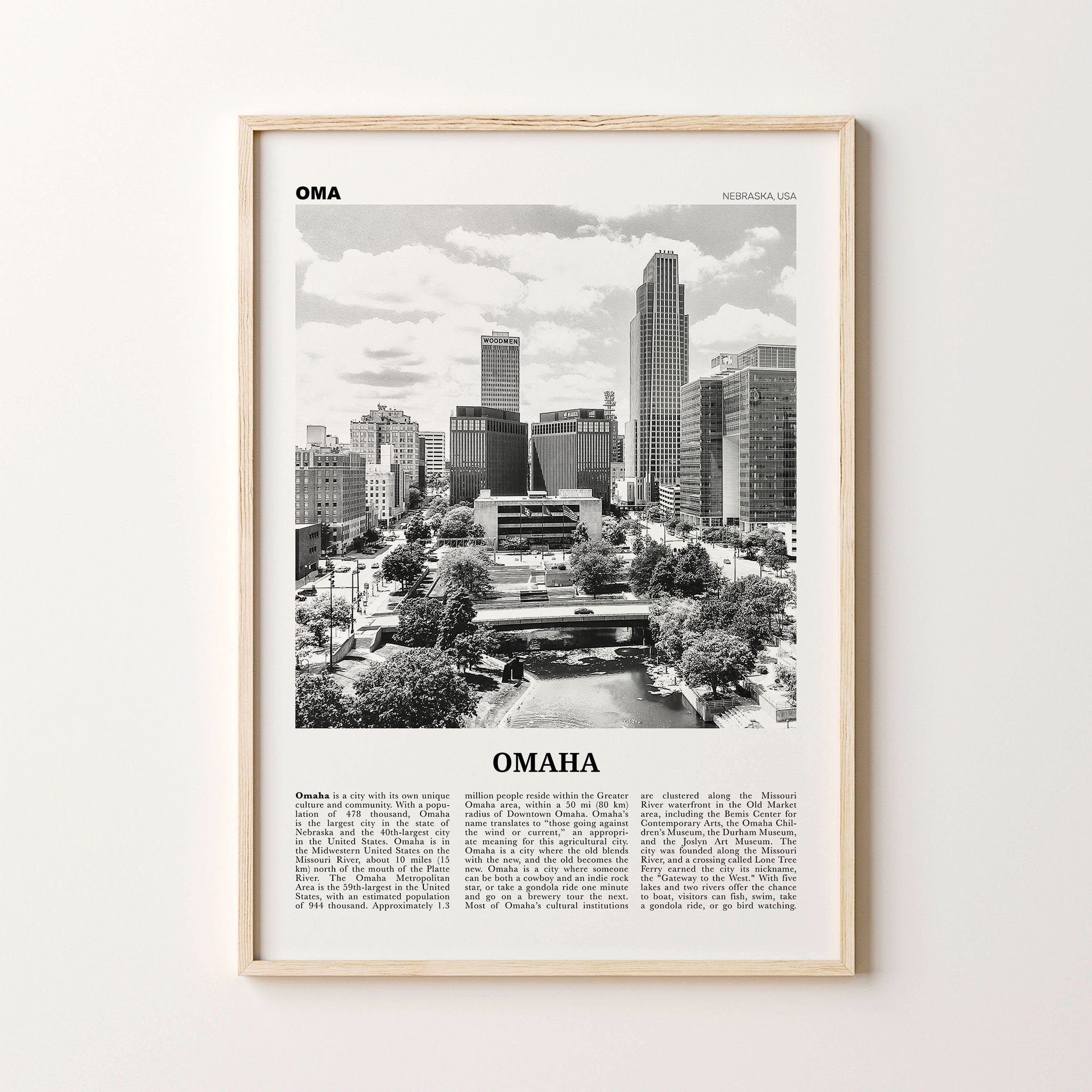 Omaha Print Black and White Skyline Omaha Wall Art Omaha Etsy
