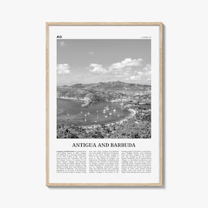 Antigua and Barbuda Print Black and White, Antigua and Barbuda Wall Art, Antigua and Barbuda Poster, St John&#39;s, Caribbean