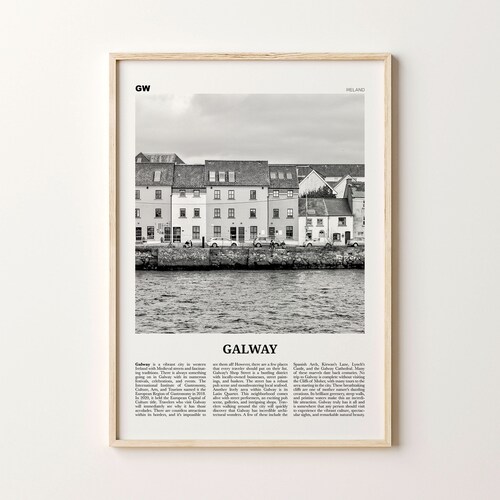 Galway Print Black and White Galway Wall Art Galway Poster Etsy