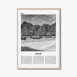 Krabi Print Schwarzweiß, Krabi Wandkunst, Krabi Poster, Krabi Foto, Thailand, Phang Nga Bay