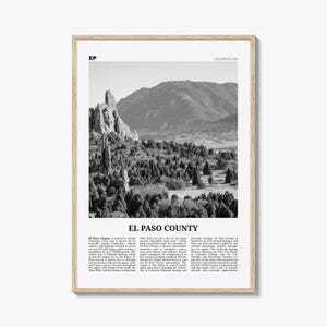 El Paso County Print Black and White, El Paso County Wall Art, El Paso County Poster, El Paso County Photo, El Paso Wall Décor, El Paso Map