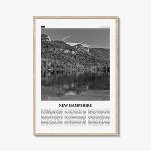 New Hampshire print zwart-wit nr. 1, New Hampshire kunst, New Hampshire poster, New Hampshire foto, New Hampshire kaart