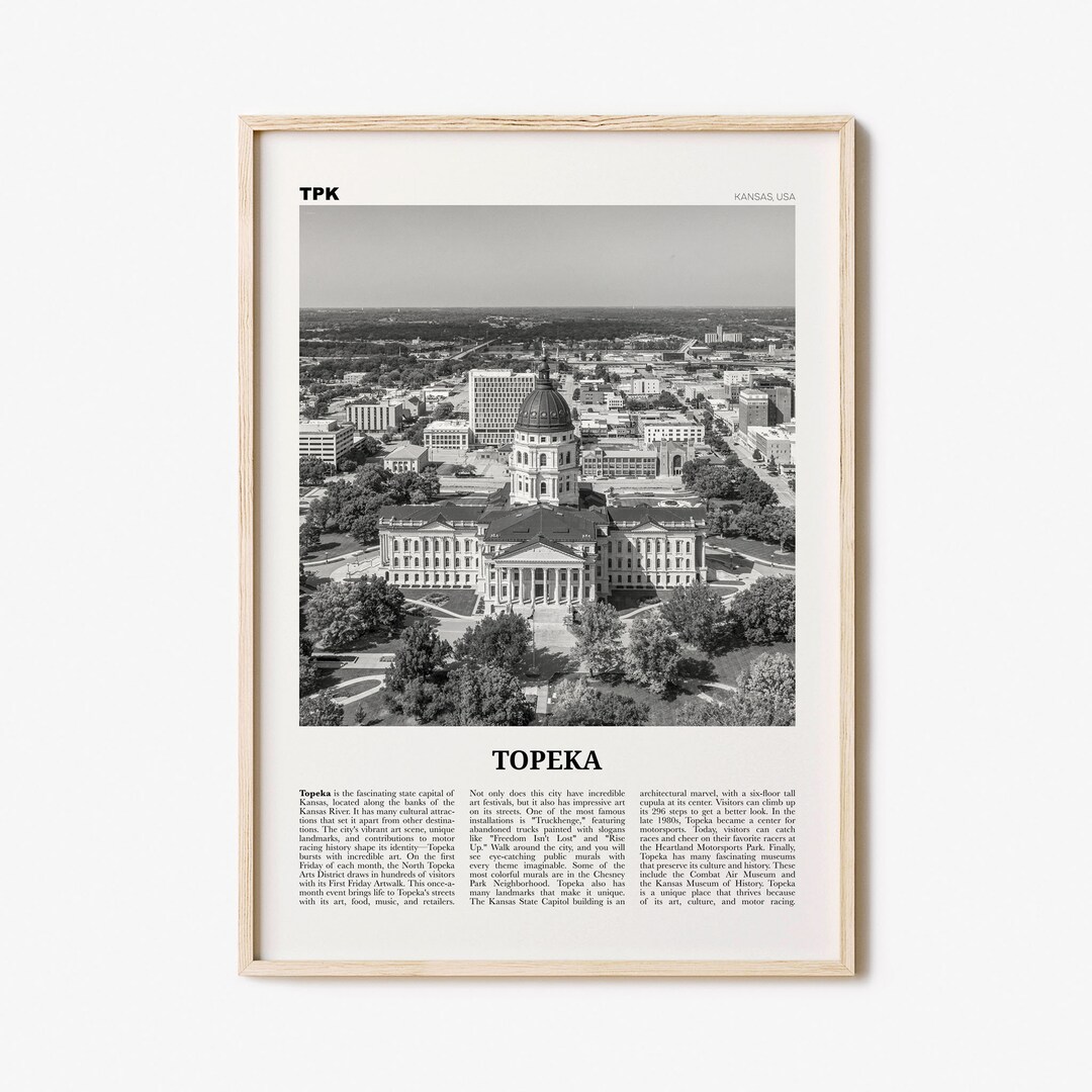 Topeka Print Black and White, Topeka Wall Art, Topeka Poster, Topeka