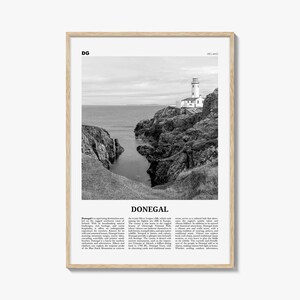 Donegal print zwart-wit, Donegal kunst aan de muur, Donegal poster, Donegal foto, Donegal wanddecoratie, Donegal kaart, Ierland