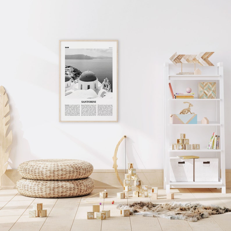 Santorini Print Black and White Santorini Wall Art Santorini Etsy