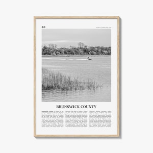 Brunswick County Print Black and White, Brunswick County Wall Art, Brunswick Poster, Brunswick Photo, Brunswick Wall Décor, Brunswick Map
