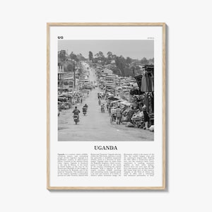 Uganda Print Black and White, Uganda Wall Art, Uganda Poster, Uganda Photo, Uganda Wall Decor, Country Art Print, Kampala, Africa