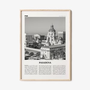 Pasadena Print Black and White, Pasadena Wall Art, Pasadena Poster, Pasadena Photo, Pasadena, California, USA, United States, North America