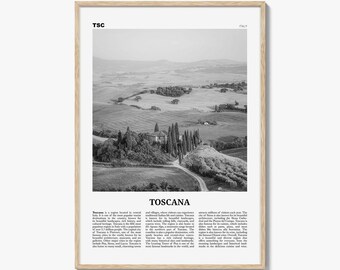 Toscana Poster Print Black and White, Italy Travel Wall Art, Tuscany Nature Photography