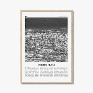 Impressão em preto e branco de Puerto Plata, arte de parede de Puerto Plata, pôster de Puerto Plata, foto de Puerto Plata, decoração de Puerto Plata, República Dominicana