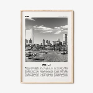 Boston Print Black and White No 2, Boston Wall Art, Boston Poster, Boston Photo, Boston Wall Décor, Boston Map, Massachusetts, USA