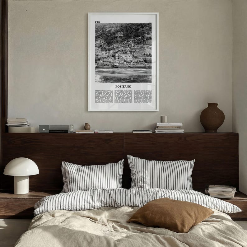 Positano Poster Print Black and White, Italy Travel Wall Art, Amalfi Coast Decor image 4