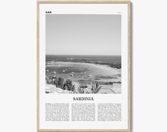 Sardinia Poster Print Black and White, Italy Travel Wall Art, Sardegna Coastal Photography