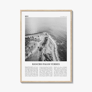 Rancho Palos Verdes Print Black and White, Rancho Palos Verdes Wall Art, Rancho Palos Verdes Poster, Rancho Palos Verdes, California, USA