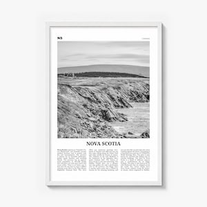 Nova Scotia Poster, black and white photo print in a white wood frame