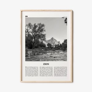 Zion National Park Print Black and White, Zion Wall Art, Zion Poster, Zion Photo, Utah, USA, United States, North America