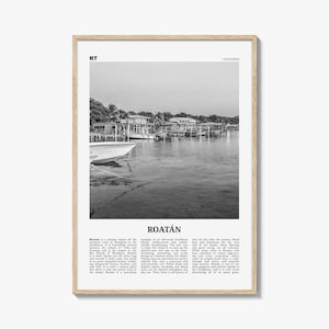 Roatan Print Black and White, Roatán Wall Art, Roatán Poster, Roatán Photo, Roatán Wall Décor, Roatán Map, Honduras