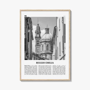 Reggio Emilia Poster Print Black and White, Italy Travel Wall Art, Emilia-Romagna Architecture Decor