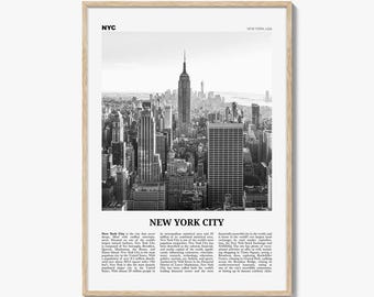 New York City Poster Print Black and White, Empire State Building Photo Wall Art