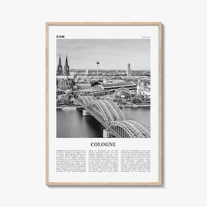 Cologne Poster Print Black and White, Cologne Cathedral Photo, Germany Wall Art