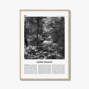 Long Valley print zwart-wit, kunst aan de muur Long Valley, poster Long Valley, foto Long Valley, wanddecoratie Long Valley, kaart Long Valley, kaart Long Valley