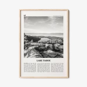 Lake Tahoe Print Black and White No 2, Lake Tahoe Wall Art, Lake Tahoe Poster, Lake Tahoe Photo, California, USA, United States