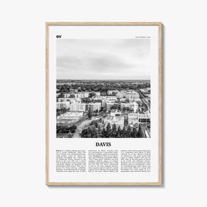 Davis Print Black and White, Davis Wall Art, Davis Poster, Davis Photo, Davis Wall Décor, California, USA, United States