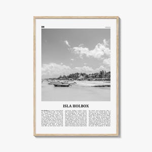 イスラ・ホルボシュの白黒ポスタープリント、メキシコ旅行の壁アート、ユカタン半島の装飾