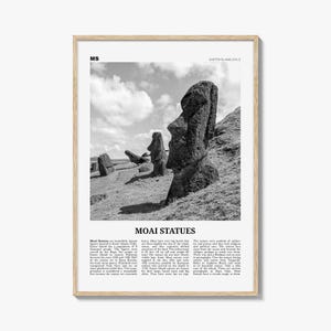 Moai Statues Print Black and White, Moai Statues Wall Art, Moai Statues Poster, Moai Statues Photo, Moai Statues Wall Décor, Chile