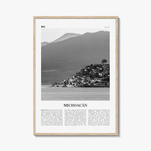 Impresión michoacán en blanco y negro, arte de la pared de Michoacán, cartel de Michoacán, foto de Michoacán, decoración de la pared de Michoacán, mapa de Michoacán, México