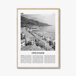 Côte d’Azur Print Black and White, Côte d’Azur Wall Art, Côte d’Azur Poster, Côte d’Azur Photo, France, Côte d&#39;Azur, French Riviera, Azure